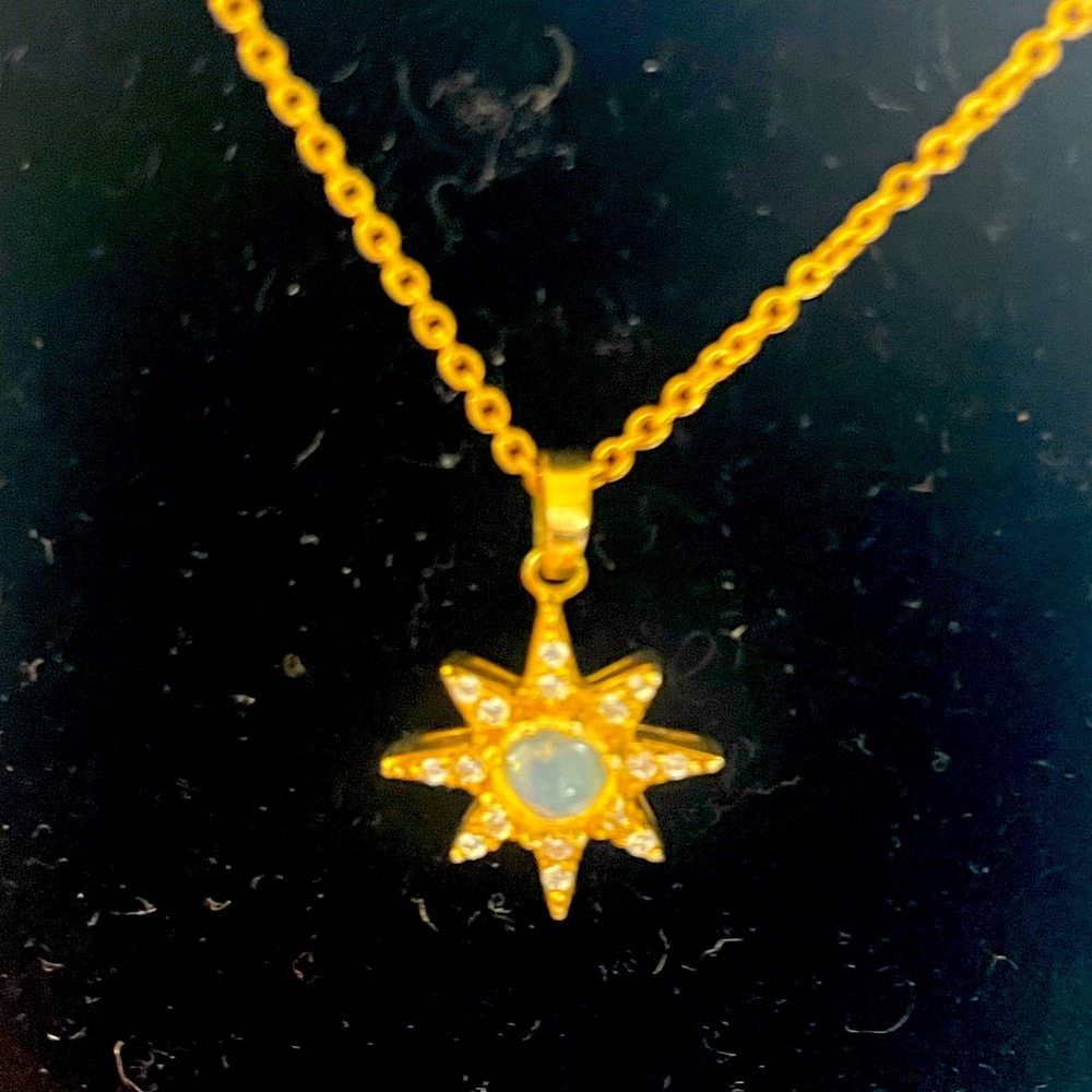 14kg filled sterling silver moonstone star necklace